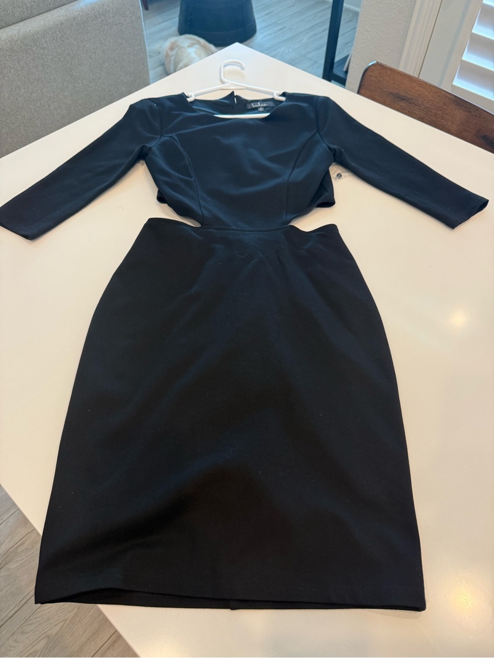 Lulu's Black Cutout Three-Quarter Sleeve Midi Dress